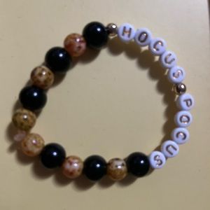 Handmade Hocus Pocus bracelet with black  onyx and cats eye beads